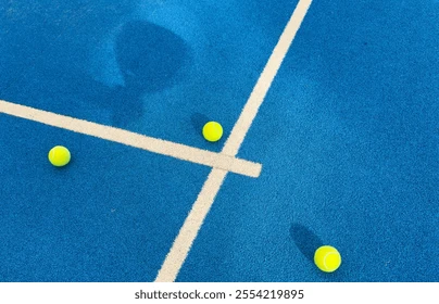 Blue padel tennis court, image with drone. Top view Stock Photo
